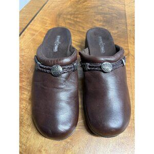 Minnetonka Women’s 8 Clogs Mules Sip-Ons Slides Brown Leather Western Braided